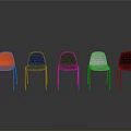 Modern Various Colored Chairs With Metal Legs On Grey Reflective Floor