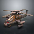 Vintage Military Airplane With Red Lights Weapon Mounts And Dark Background