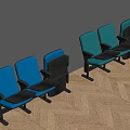 Blue Public Seats With Black Armrests And Metal Legs In Waiting Area Lobby