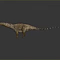 Spotted Long Neck Dinosaur 3D Model Featuring Brown White Yellow Spots On Gray Reflective Background