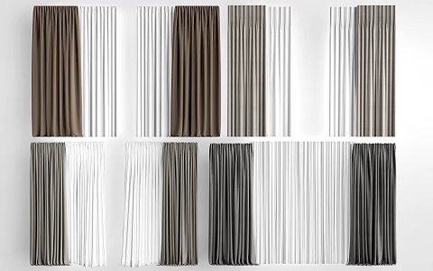 modern curtain fabric curtain yarn l curtain 3d model