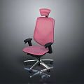 Comfortable Pink Office Chair With Mesh Back Headrest And Black Armrests