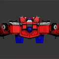 Red Blue Gray Mechanical Robot Character In 3D Render With Detailed Mechanical Body Design