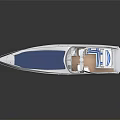 Modern White Yacht With Blue Seats Open Cockpit And Sleek Exterior Design