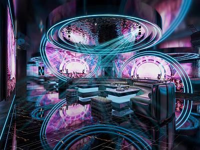 High Tech KTV Space Featuring Neon Lights And Modern Furnishings 3d model