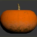 Vibrant Orange Round Pumpkin With Green Stem And Smooth Texture Isolated On Dark Background
