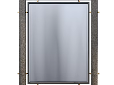 Modern Rectangular Mirror With Dark Frame And Gold Metal Accents 3d model