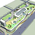 Contemporary Commercial Complex Featuring Modern Architecture Green Roof And Shopping Office Facilities