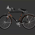 Vintage Bicycle Featuring Front Light Rear Rack And Spoked Wheels On Gray With Shiny Reflection