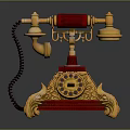 Vintage Rotary Telephone With Red And Gold Ornate Design Classic Landline Device