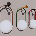 Modern Wall Sconces With White Globe Shades And Multicolored Metal Frames 3d model