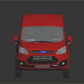 Red Cargo Van With Black Trim Tinted Windows And Silver Wheels 3d model