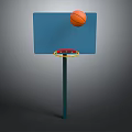 Sturdy Basketball Hoop Sports Equipment With Blue Backboard Red Rim And Basketball