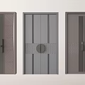 Three Modern Security Doors With Textured Panels Stripes And Secure Locks 3d model