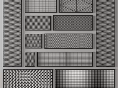 Decorative Wrought Iron Grilles And Panels With Various Mesh Patterns And Geometric Designs 3d model