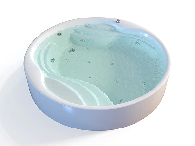 Modern Round White Bathtub With Whirlpool Massage Jets And Water Bubbles 3d model