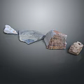 Natural Stone Samples with Various Shapes and Colors on Gray Background 3d model
