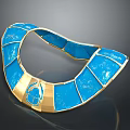 Blue and Gold Ornate Collar with Intricate Patterns and Shiny Accents