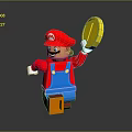 Lego Mario Toy Figure In Red Hat Blue Overalls Holding Gold Coin