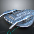 Futuristic Spacecraft With Twin Thrusters And Advanced Technological Details For Space Exploration