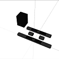 Modern Home Theater Audio System With Soundbar Subwoofer And Satellite Speakers