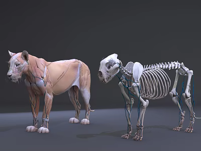 Modern Skeleton Lion Anatomy 3d model