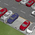 Cars Parked in Parking Lot with Various Colors and Marked Spaces