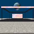 Contemporary Stage Design Featuring Colorful Globe Top Decorative Strip Large Screen And Lighting