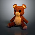 Brown Knitted Teddy Bear Doll With Yellow Belly Black Eyes And Sitting Position