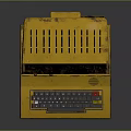 Vintage Open Laptop With Yellow Brown Case Keyboard And Screen Display Text