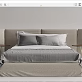 Modern Double Bed With Upholstered Headboard Gray Bedding And Side Tables 3d model