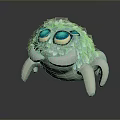Cute Teal Fluffy Creature With Large Blue Eyes White Legs And Claws