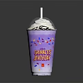 Cool Drink In Purple Cup With White Lid Red White Striped Straw And Colorful Sprinkles