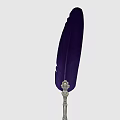 Elegant Purple Feather Quill Pen With Silver Ornate Metal Shaft Design And Craft