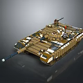 Detailed Military Tank 3D Model With Camouflage Paint Cannon Turret And Tracks