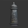 Carved Column Design Metal Decorative Ornament Set In Vintage Style With Floral Patterns