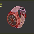 Rose Gold Pink Strap Smartwatch with Round Digital Dial and Metallic Frame Design