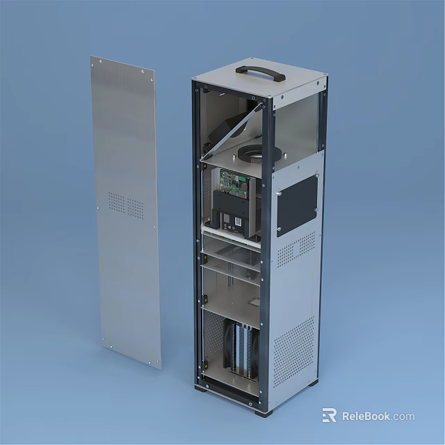 Sturdy Metal Bookcase With Open Door And Multiple Adjustable Storage Shelves 3d model