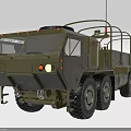 Olive Green Military Transport Truck With Multi Wheel Cargo Bed And Roof Rack