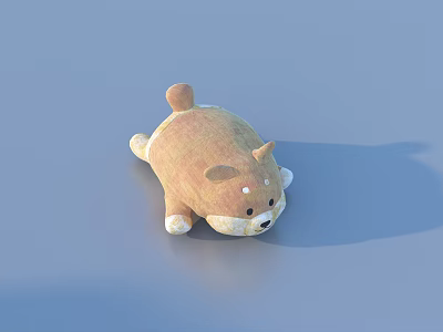 Adorable Plush Shiba Inu Stuffed Toy With Tan Fur And White Paws 3d model