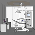 Modern Dental Clinic Interior With Dental Chair Surgical Light Computer Workstation And Windows