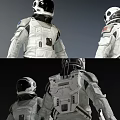 Male Astronaut In White Spacesuit Showcasing Helmet Details And Various Angles