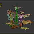 Modern Ancient Ship Ancient Warship Large Ancient Ship Ancient Warship 3d model