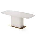 Modern White Oval Dining Table With Pleated Column And Gold Base 3d model