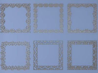 Ornate Carved Decorative Frame Set With Various Intricate Patterns Design 3d model