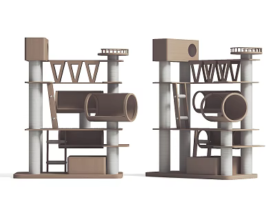 Modern Multi Level Cat Tree With Tunnel Ladder Platforms And Scratching Posts 3d model