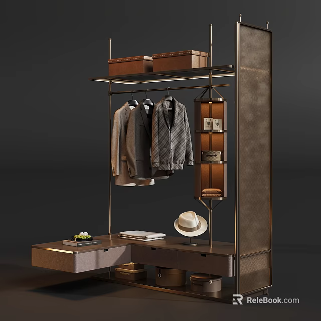 Modern Luxury Open Wardrobe Design With Dressing Table And Complete Practical Clothing Storage Functions 3d model 