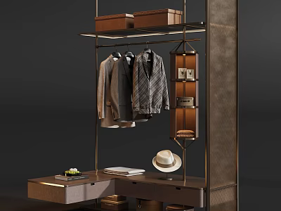 Modern Luxury Open Wardrobe Design With Dressing Table And Complete Practical Clothing Storage Functions 3d model