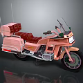 Pink Motorcycle with Two Antennas Red Seat Front Windshield and Storage Box
