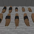 Various Traditional Wooden Boats Arranged on Gray Wooden Floor with Different Designs and Structures